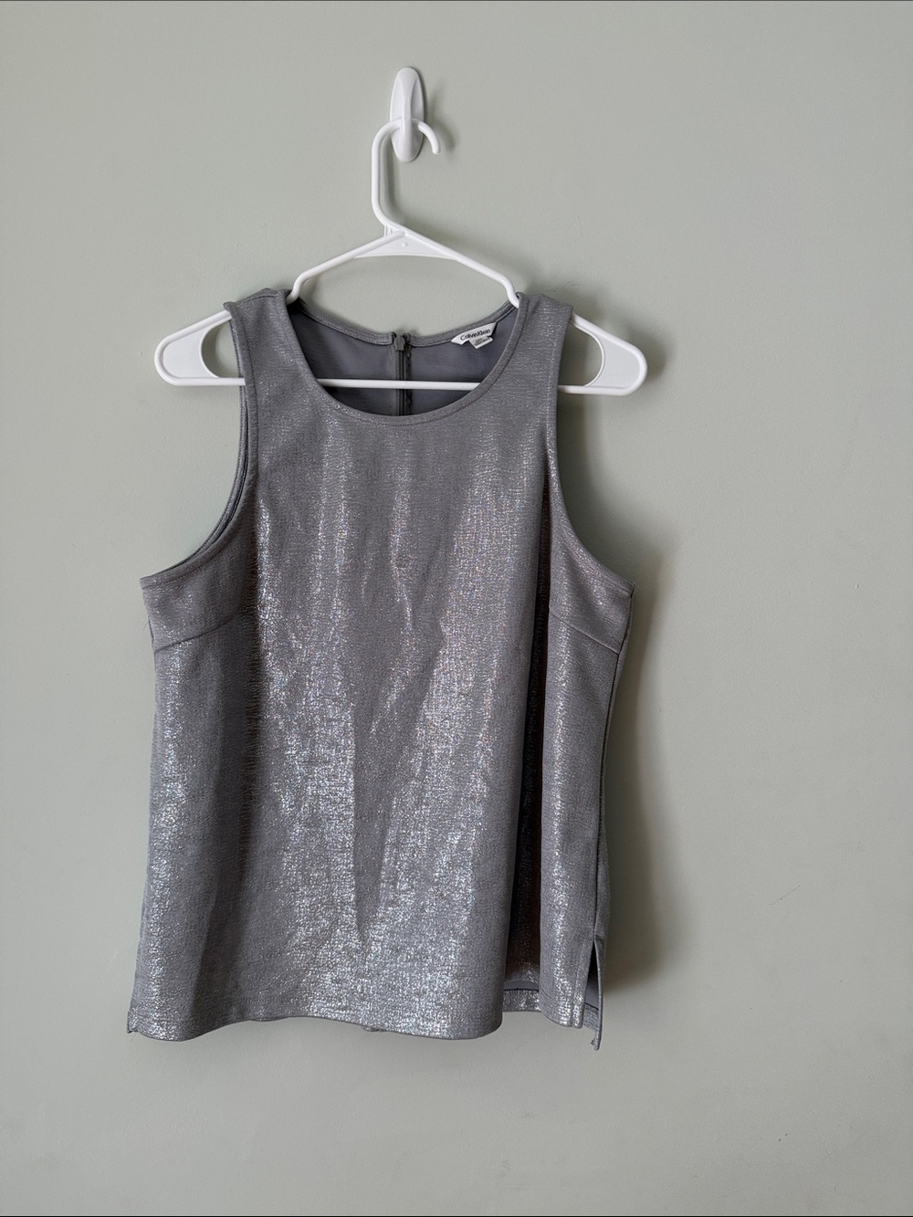 Calvin Klein Metallic Gray Sleeveless Tank